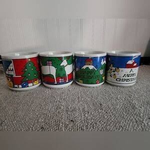 Houze Christmas Mugs 1983 Set Of 4 Vintage Christmas Mugs In Box